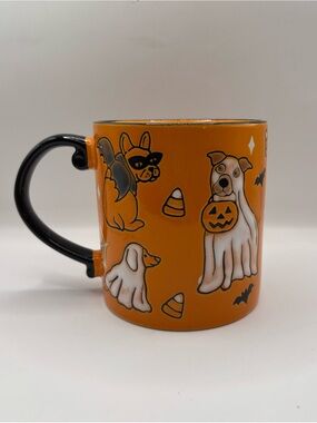 Eli + Ana Halloween Dog Mug Hand Painted Orange Ceramic Trick or Treat